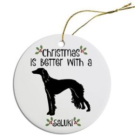 Breed Specific Round Christmas Ornament (Color/Size: Saluki)
