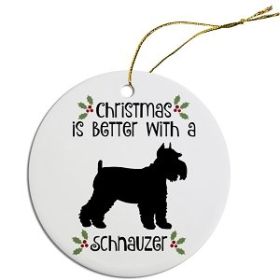 Breed Specific Round Christmas Ornament (Color/Size: Schnauzer)