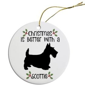 Breed Specific Round Christmas Ornament (Color/Size: Scottie)