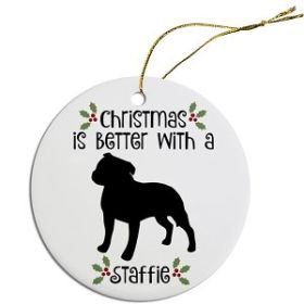Breed Specific Round Christmas Ornament (Color/Size: Staffie)