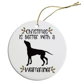 Breed Specific Round Christmas Ornament (Color/Size: Weimaraner)