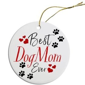 Round Christmas Ornament (Color/Size: Best Dog Mom)