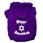 Happy Hanukkah Screen Print Pet Hoodies (Color/Size: Purple Size XS)