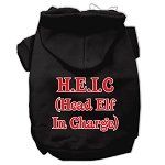Head Elf In Charge Screen Print Pet Hoodies (Color/Size: Black Size XS)