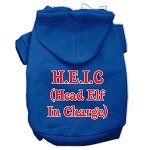 Head Elf In Charge Screen Print Pet Hoodies (Color/Size: Blue Size XS)