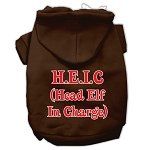 Head Elf In Charge Screen Print Pet Hoodies (Color/Size: Brown Size XS)