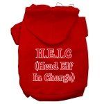 Head Elf In Charge Screen Print Pet Hoodies (Color/Size: Red Size XXXL)