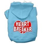 Heart Breaker Screen Print Pet Hoodies (Color/Size: Baby Blue Size XS)