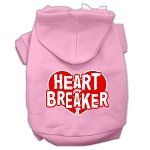Heart Breaker Screen Print Pet Hoodies (Color/Size: Light Pink Size XS)