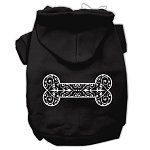 Henna Bone Screen Print Pet Hoodies (Color/Size: Black Size XXL)
