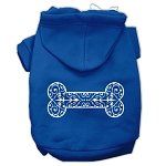 Henna Bone Screen Print Pet Hoodies (Color/Size: Blue Size XS)