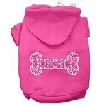 Henna Bone Screen Print Pet Hoodies (Color/Size: Bright Pink Size XS)