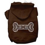 Henna Bone Screen Print Pet Hoodies (Color/Size: Brown Size XS)