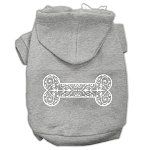 Henna Bone Screen Print Pet Hoodies (Color/Size: Grey Size XS)