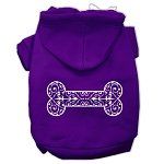 Henna Bone Screen Print Pet Hoodies (Color/Size: Purple Size XS)