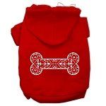 Henna Bone Screen Print Pet Hoodies (Color/Size: Red Size XS)