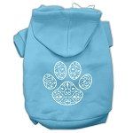 Henna Paw Screen Print Pet Hoodies (Color/Size: Baby Blue Size XS)