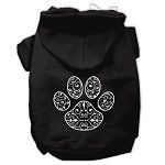 Henna Paw Screen Print Pet Hoodies (Color/Size: Black Size XS)