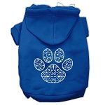 Henna Paw Screen Print Pet Hoodies (Color/Size: Blue Size XS)