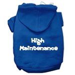 High Maintenance Screen Print Pet Hoodies (Color/Size: Blue XXXL)