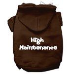 High Maintenance Screen Print Pet Hoodies (Color/Size: Brown XXXL)