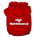 High Maintenance Screen Print Pet Hoodies (Color/Size: Red Size XS)