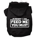 Hungry I am Screen Print Pet Hoodies (Color/Size: Black Size XS)