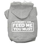 Hungry I am Screen Print Pet Hoodies (Color/Size: Grey Size XS)