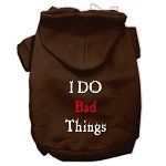 I Do Bad Things Screen Print Pet Hoodies (Color/Size: Brown XS)
