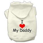 I Love My Daddy Screen Print Pet Hoodies (Color/Size: Cream Size XS)