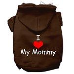 I Love My Mommy Screen Print Pet Hoodies (Color/Size: Brown Size XS)