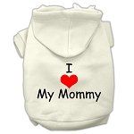 I Love My Mommy Screen Print Pet Hoodies (Color/Size: Cream Size XS)
