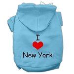 I Love New York Screen Print Pet Hoodies (Color/Size: Baby Blue Size XS)