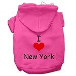I Love New York Screen Print Pet Hoodies (Color/Size: Bright Pink Size XS)