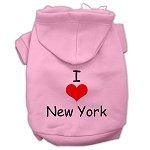 I Love New York Screen Print Pet Hoodies (Color/Size: Pink Size XS)