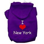 I Love New York Screen Print Pet Hoodies (Color/Size: Purple Size XS)
