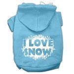 I Love Snow Screenprint Pet Hoodies (Color/Size: Baby Blue Size XS)