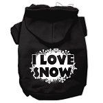 I Love Snow Screenprint Pet Hoodies (Color/Size: Black Size XXL)