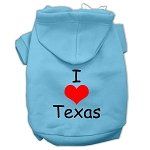 I Love Texas Screen Print Pet Hoodies (Color/Size: Baby Blue Size XXL)
