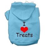 I Love Treats Screen Print Pet Hoodies (Color/Size: Baby Blue Size XS)