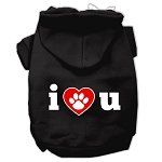 I Love U Screen Print Pet Hoodies (Color/Size: Black Size XS)