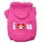 I Love U Screen Print Pet Hoodies (Color/Size: Bright Pink Size XS)