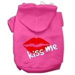 Kiss Me Screen Print Pet Hoodies (Color/Size: Bright Pink Size XXL)