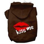 Kiss Me Screen Print Pet Hoodies (Color/Size: Brown Size XXXL)