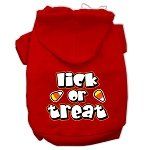Lick Or Treat Screen Print Pet Hoodies (Color/Size: Red Size S)