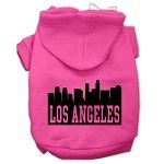 Los Angeles Skyline Screen Print Pet Hoodies (Color/Size: Bright Pink Size XXXL)