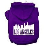 Los Angeles Skyline Screen Print Pet Hoodies (Color/Size: Purple Size XL)