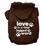 Love is a Four Leg Word Screen Print Pet Hoodies (Color/Size: Brown Size XS)