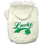 Lucky Swoosh Screen Print Pet Hoodies (Color/Size: Cream Size XL)