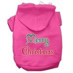 Merry Christmas Screen Print Pet Hoodies (Color/Size: Bright Pink Size XXXL)